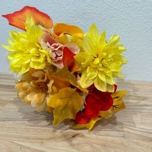 Floral Garden Artificial Faux Bouquet Fall Flowers Dahlias